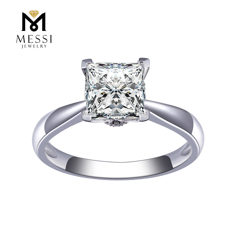 Gran venta de anillo de compromiso de piedra de diamante grande de lujo para mujer