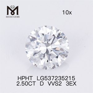 2.5CT D VVS HPHT diamantes forma redonda diamante HPHT suelto precio al por mayor
