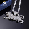 Cadena de moissanita helada, collar de plata de hip hop DIY, collar de leopardo