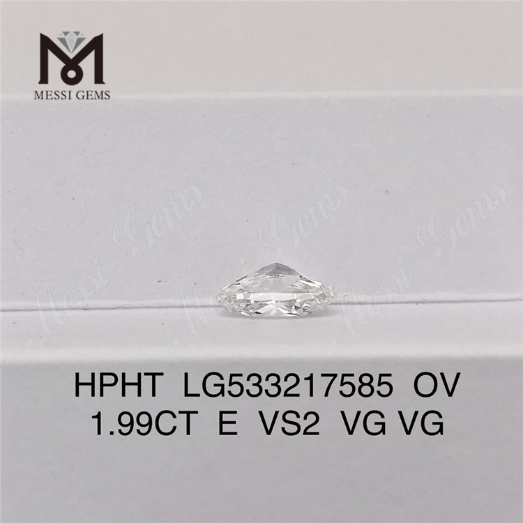 1.99CT E VS2 VG VG OVAL diamante cultivado en laboratorio HPHT
