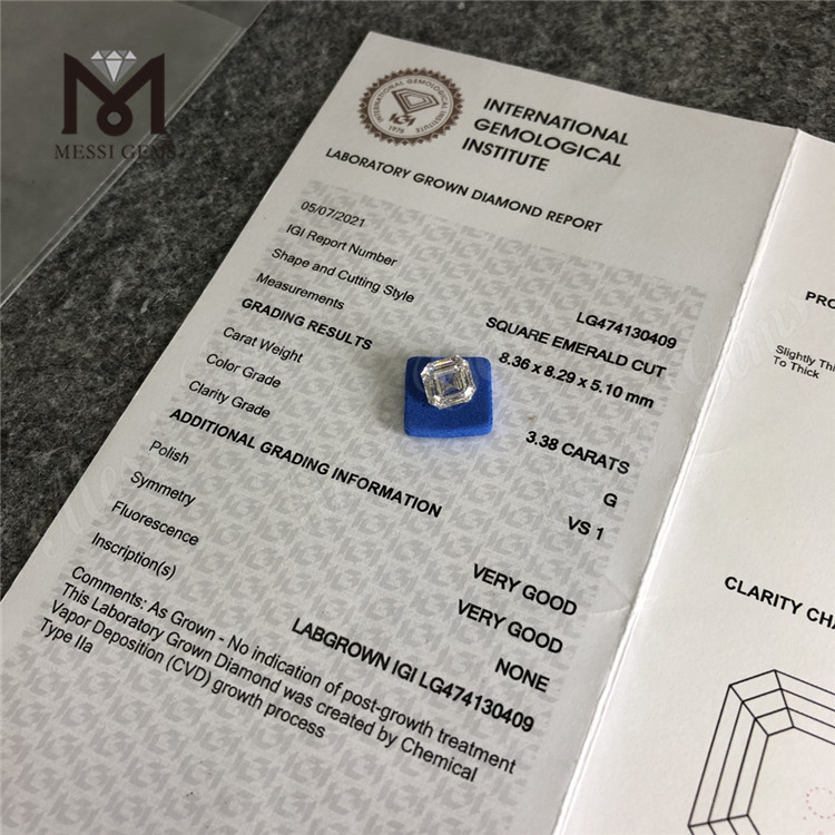 3.38ct COMO 3ct diamante sintético barato cvd diamante precio al por mayor