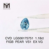 1.18ct IGI Diamante de laboratorio talla pera Azul