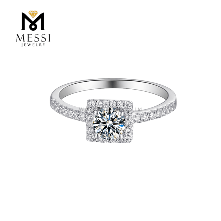 Precio al por mayor de fábrica 925 anillos de joyería de plata moissanita anillo de moissanita para mujer