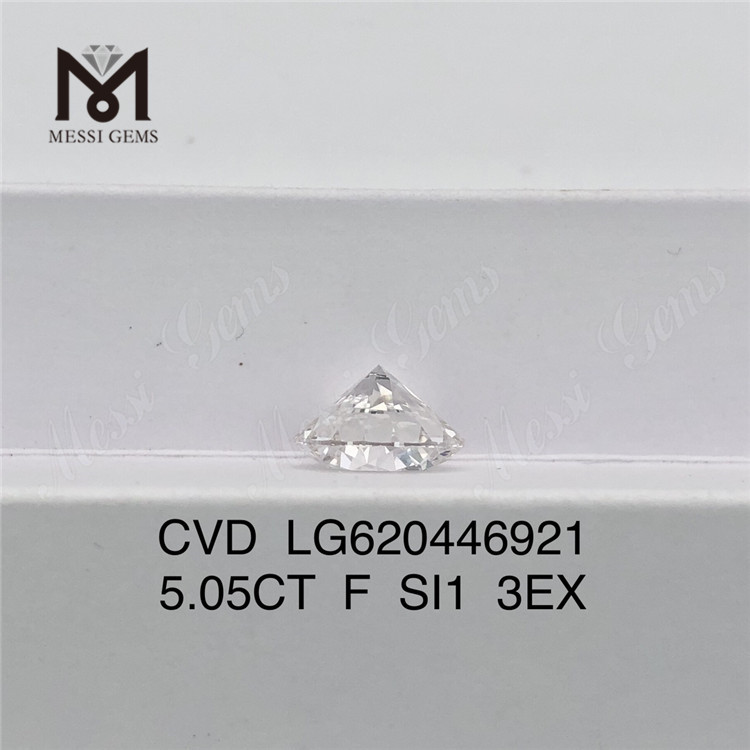 5.05CT F SI1 3EX CVD Diamantes redondos cultivados en laboratorio precio barato 丨Messigems LG620446921 