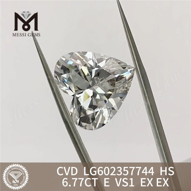 6.77CT E VS1 EX EX 6ct cvd diamante suelto en forma de corazón LG602357744 丨Messigems