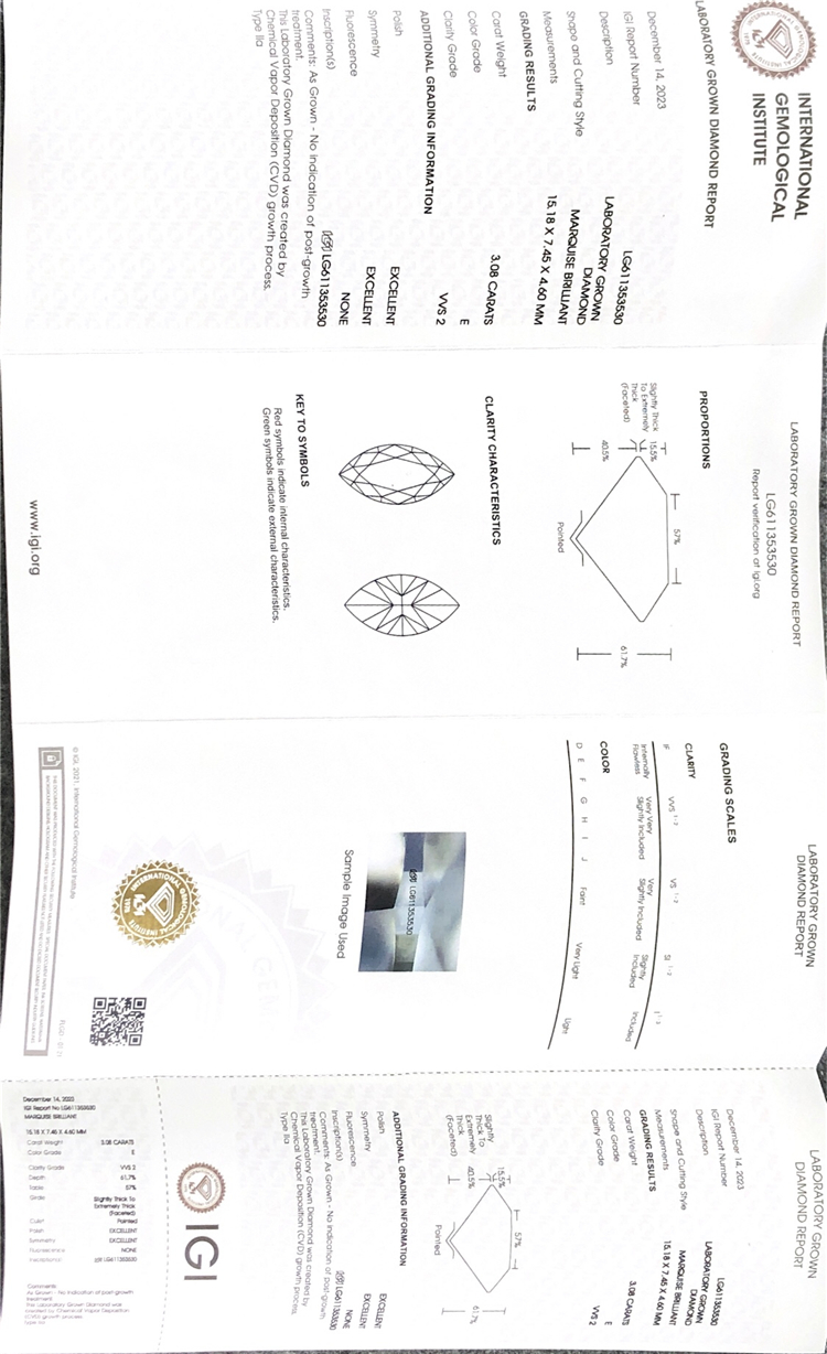 quilates de diamantes de laboratorio cvd