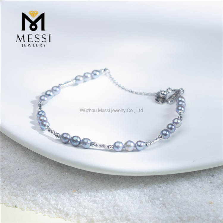 Pulseras de perlas Akoya S925 de 4-5 mm para mujer