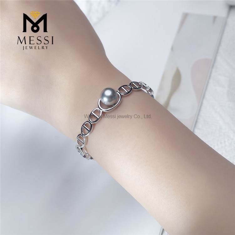 pulsera de perlas de plata