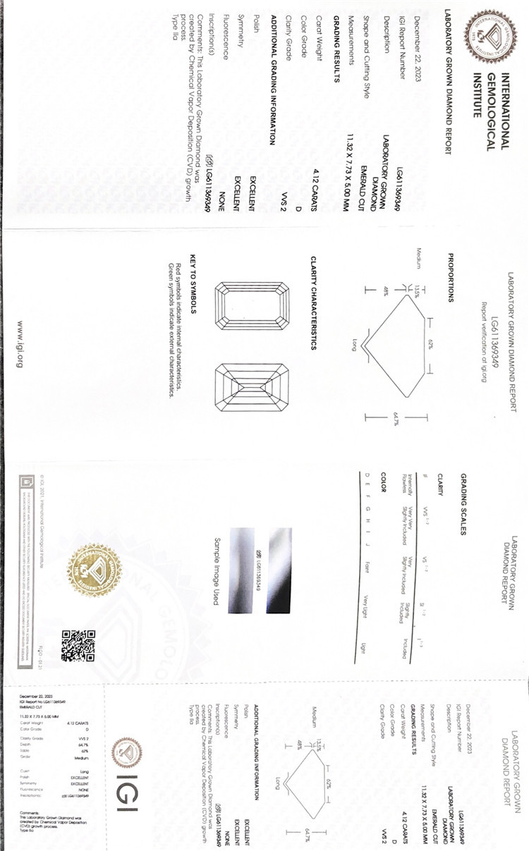 Diamantes fabricados en laboratorio de 4ct em igi