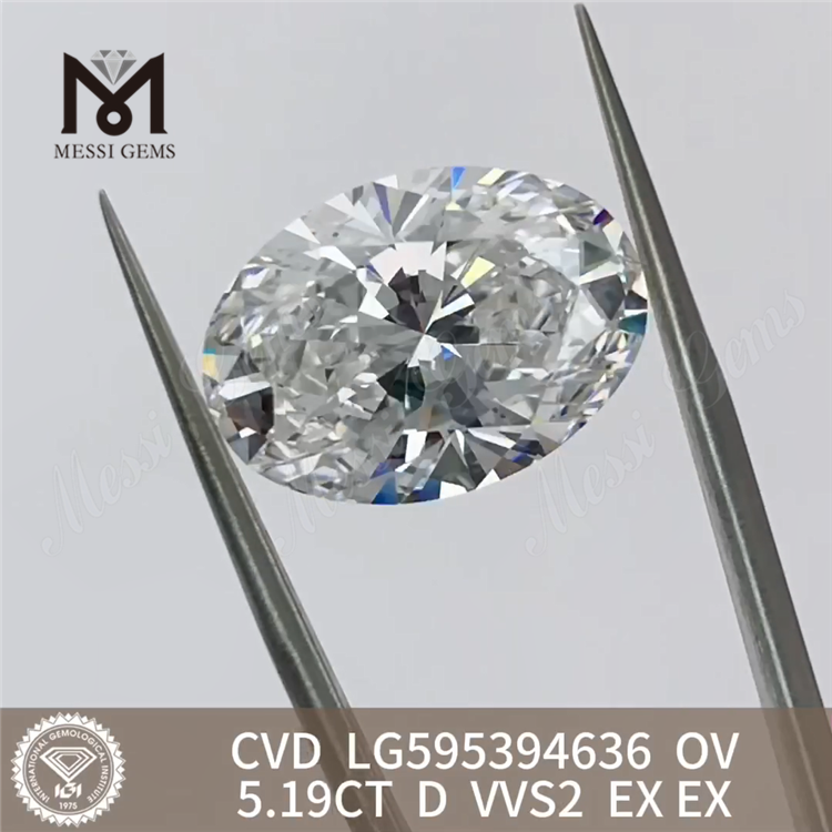 5.19CT D VVS2 EX EX OV CVD 5ct CVD Diamante LG595394636