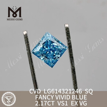 2.17CT SQ FANCY VIVID BLUE diamantes diseñados en laboratorio VS1 LG614321246 丨Messigems