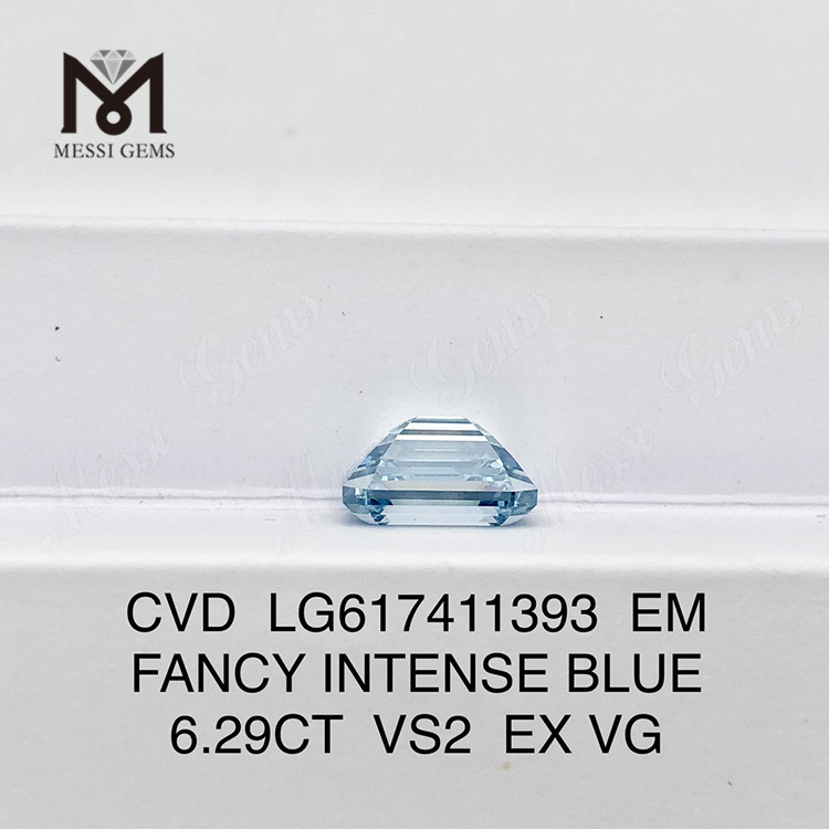 6.29CT EM VS2 FANCY INTENSE BLUE diamante cvd cultivado en laboratorio 丨Messigems CVD LG617411393