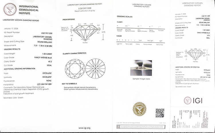 diamantes de laboratorio certificados azules