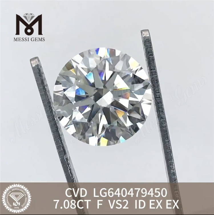 7.08CT F VS2 ID diamantes grandes creados en laboratorio CVD LG640479450 丨Messigems 