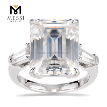 14k 18k joyas de oro tres piedras 4ct gran laboratorio crecido diamante esmeralda corte 3 anillo de diamantes