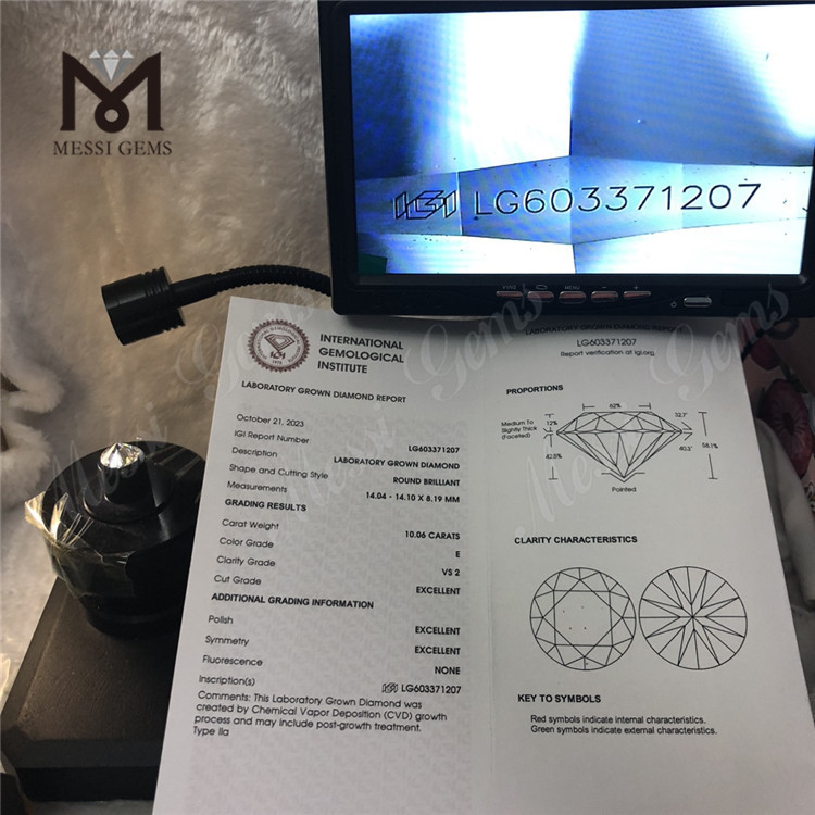 10.06CT E VS2 3EX Nuevos diamantes creados en laboratorio 丨Messigems CVD LG603371207