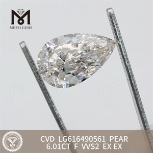 6.01CT PEAR diamantes cultivados en laboratorio F VVS2 CVD LG616490561 丨Messigems 