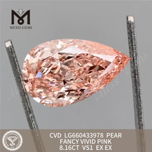 8.16ct elegante rosa vívido vs1 pera cvd no hecha diamantes minados LG660433978 