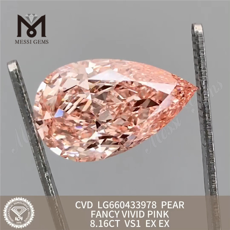 8.16ct elegante rosa vívido vs1 pera cvd no hecha diamantes minados LG660433978 