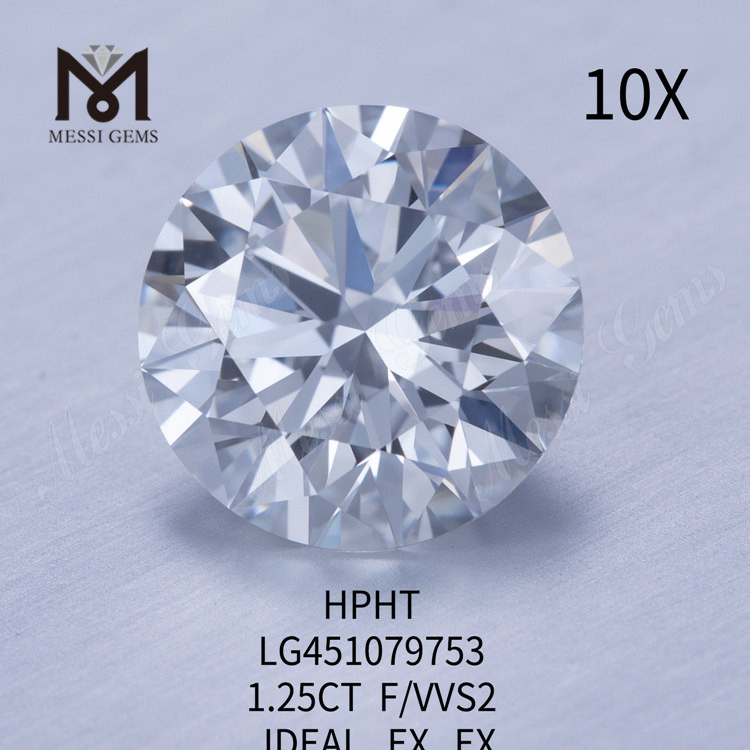 1.25ct F VVS2 RD Diamantes de laboratorio de grado de corte IDEAL Diamante HPHT en oferta