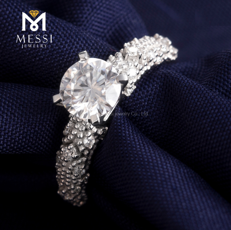 1 quilate oro blanco 14K 18K último anillo de oro moissanite de boda para mujer