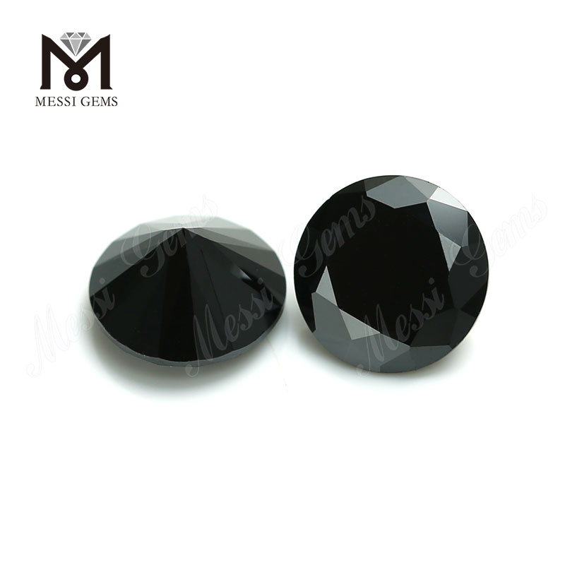 Piedra de circonita cúbica balck de alta calidad a precio de fábrica, piedra preciosa suelta CZ de corte redondo