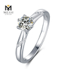 Anillos de moda chapados en oro blanco de 1 ct, joyería para mujer, anillo de plata de ley 925
