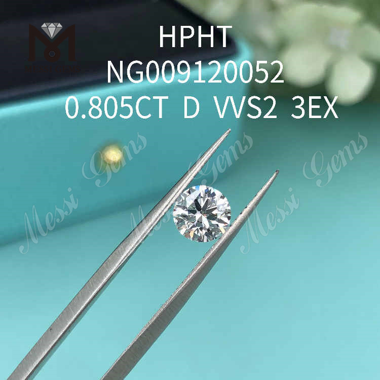 0.805CT blanco VVS2 3EX diamante suelto redondo hecho en laboratorio 