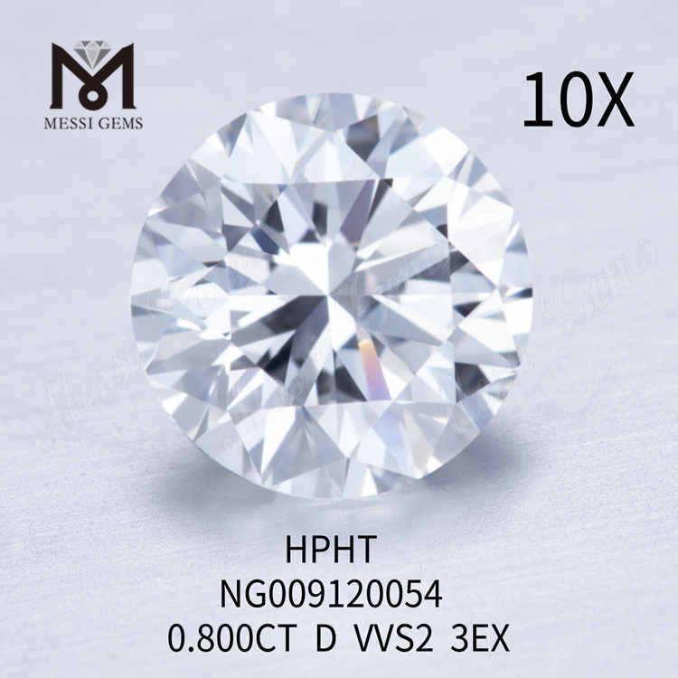 Diamante de laboratorio de 0,8 quilates VVS2 3EX blanco redondo suelto 