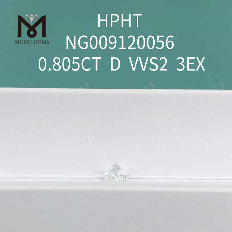 Diamante de laboratorio redondo suelto de 0,805 quilates VVS2 3EX blanco