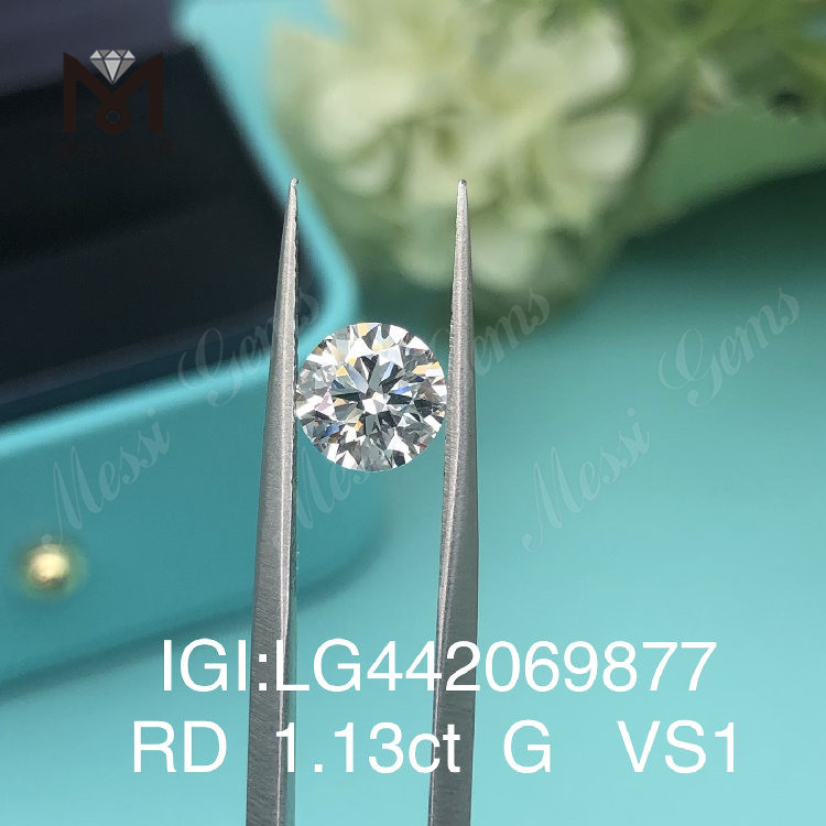 Diamantes cultivados artificialmente redondos BRILLIANT IDEAL 2EX de 1,13 quilates G VS1