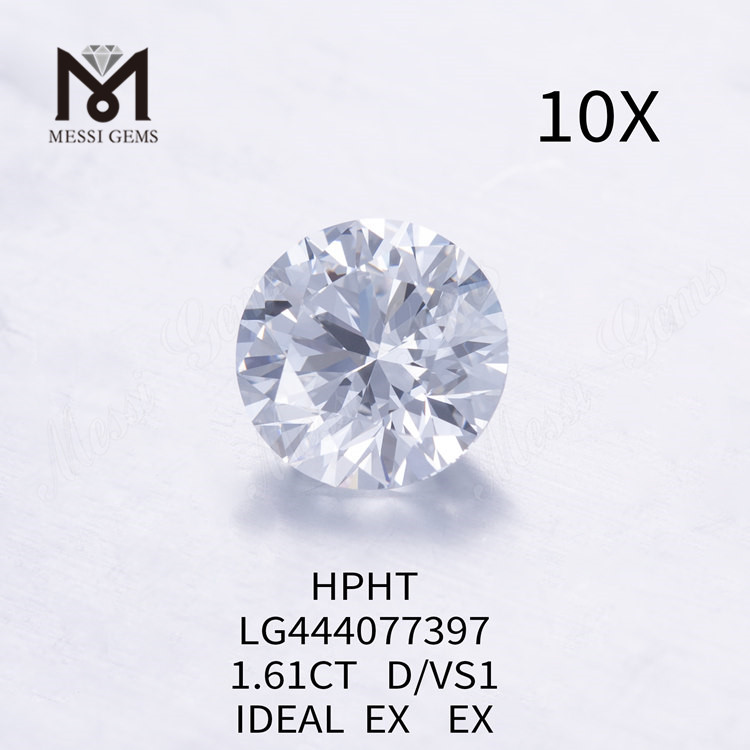 1,61 quilates D VS1 IDEAL Diamantes redondos de laboratorio