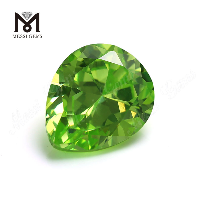 Precio de fábrica pera 10x12 mm Piedra preciosa de circonita cúbica verde manzana
