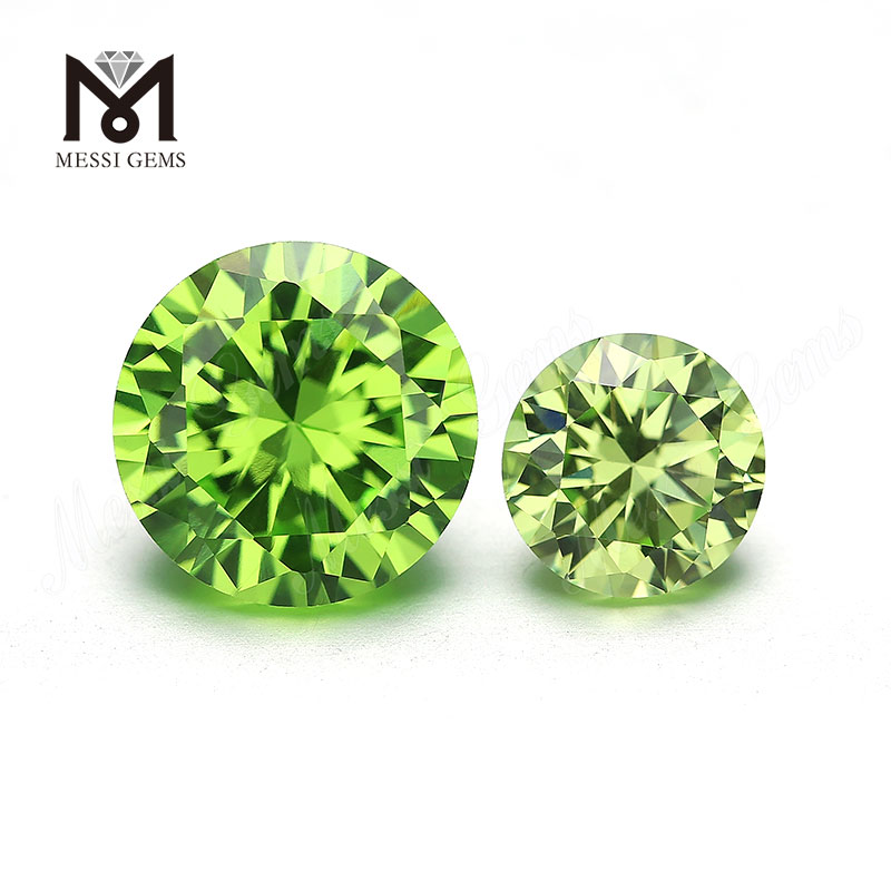 Fábrica de piedra sintética cz 8.0mm redondo color verde manzana cubci zirconia