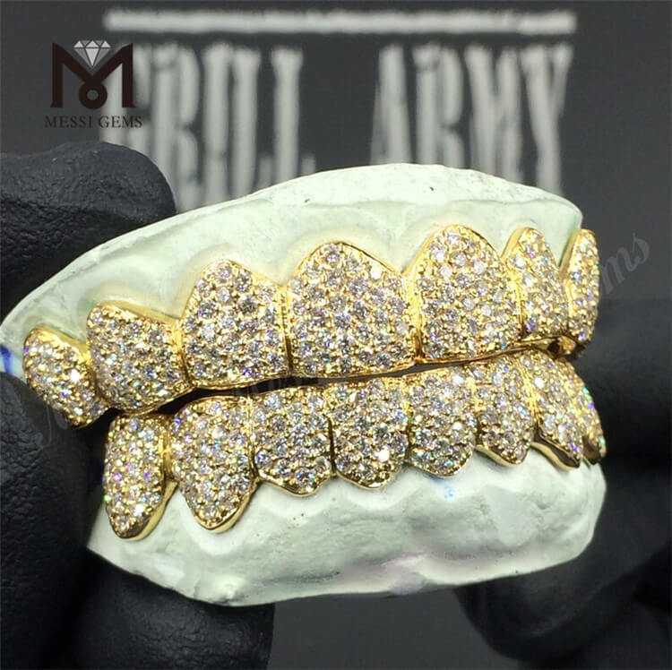 Grillz de dientes de oro de 18 quilates personalizado Grillz de diamante Moissanite
