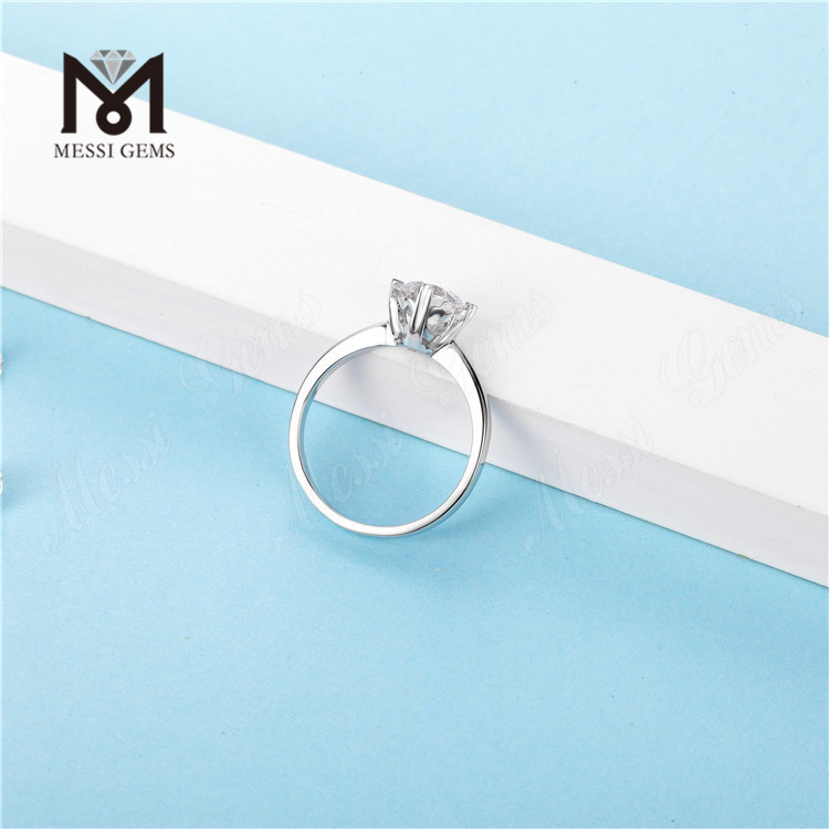 Messi Gems 1 quilate D color moissanite diamante boda 925 anillos de plata esterlina para mujeres