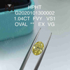 1.04ct FVY Diamante amarillo de talla ovalada cultivado en laboratorio VS1