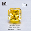 Diamantes cultivados en laboratorio de color amarillo fantasía de 0,69 ct FIY VS1 Corte radiante 