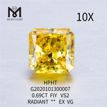 Diamante cultivado en laboratorio FIY de 0,69 quilates VS1 Corte radiante