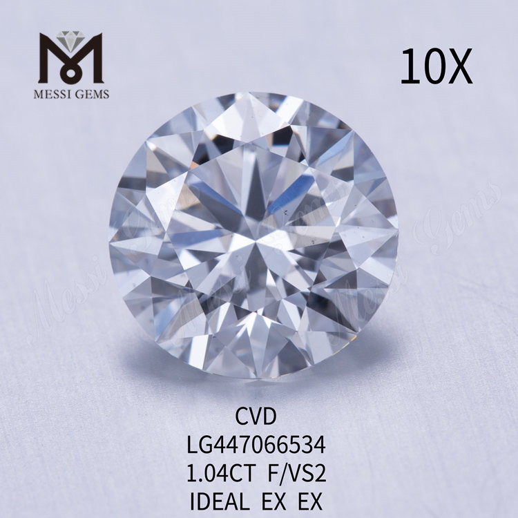 1.04 quilates F VS2 Redondo BRILLANTE IDEAL Diamantes tallados artificialmente