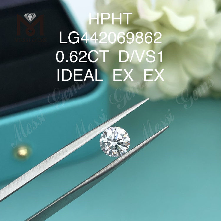 D VS1 Redondo 0.62CT Diamante cultivado en laboratorio IDEAL Diamante barato hecho por el hombre