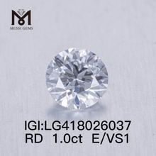 Diamante cultivado en laboratorio E/VS1 EX VG de 1 quilate Redondo 