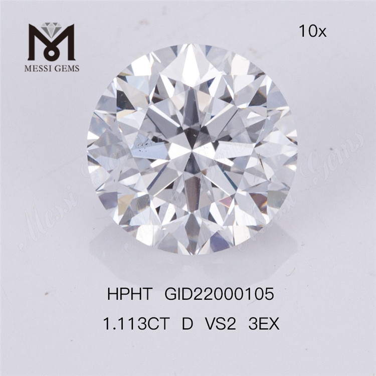 1.11ct D VS2 ID 3EX Lab Grown Diamond HPHT Precio de fábrica Corte redondo 