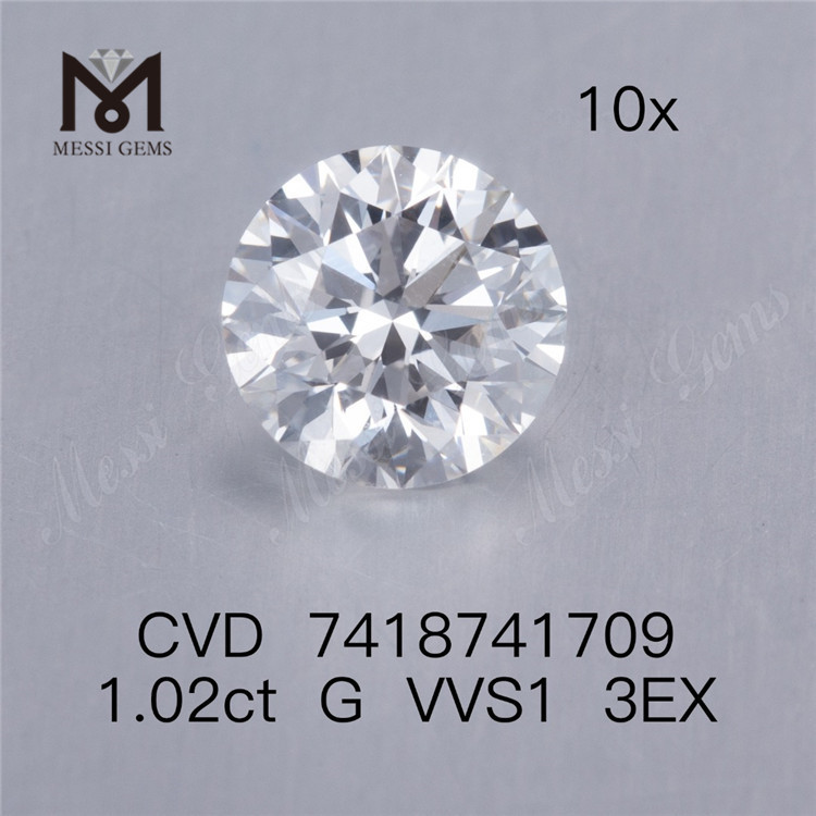 1.02ct VVS cvd diamante Ronnd Cut 3EX diamante hecho por el hombre en stock