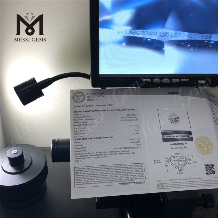 0.63CT D VS2 ID EX EX Diamantes de laboratorio Diamante de laboratorio HPHT 