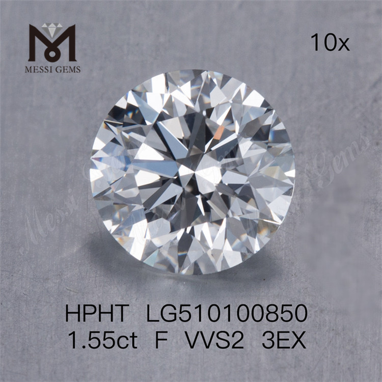 1.55ct F vvs diamante de laboratorio suelto redondo 3EX diamante de laboratorio HPHT precio al por mayor