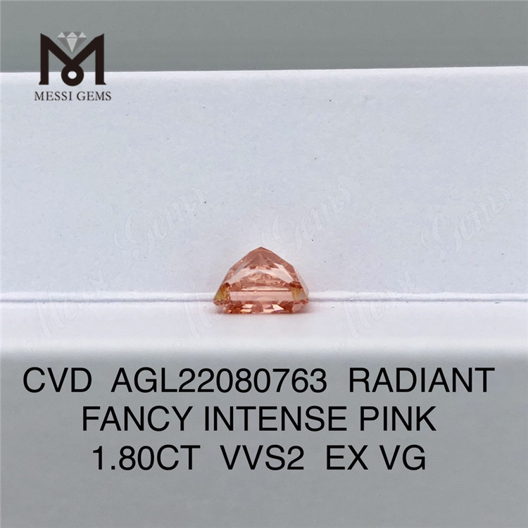 1.80CT RADIANT FANCY INTENSE PINK VVS2 EX VG Diamante de laboratorio CVD AGL22080763