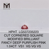 Diamante de laboratorio VS1 VG VG VS HPHT, CUADRADO DE 1,04 CT, ROSA MORADO PROFUNDO VS1 VG VG VS HPHT, diamante de laboratorio LG537235223 