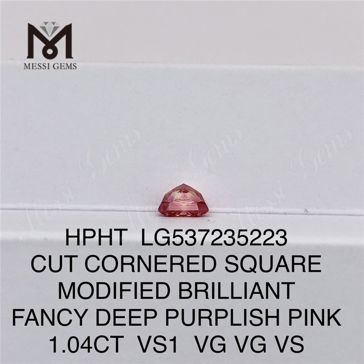 Diamante de laboratorio VS1 VG VG VS HPHT, CUADRADO DE 1,04 CT, ROSA MORADO PROFUNDO VS1 VG VG VS HPHT, diamante de laboratorio LG537235223 