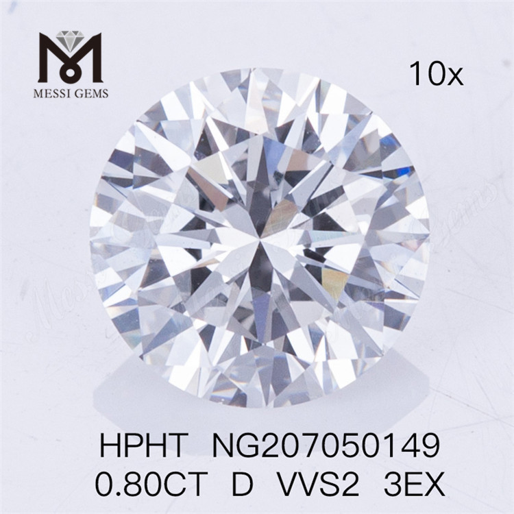 Diamante sintético HPHT de 0,80 quilates D VVS2 3EX Lab Diamonds 
